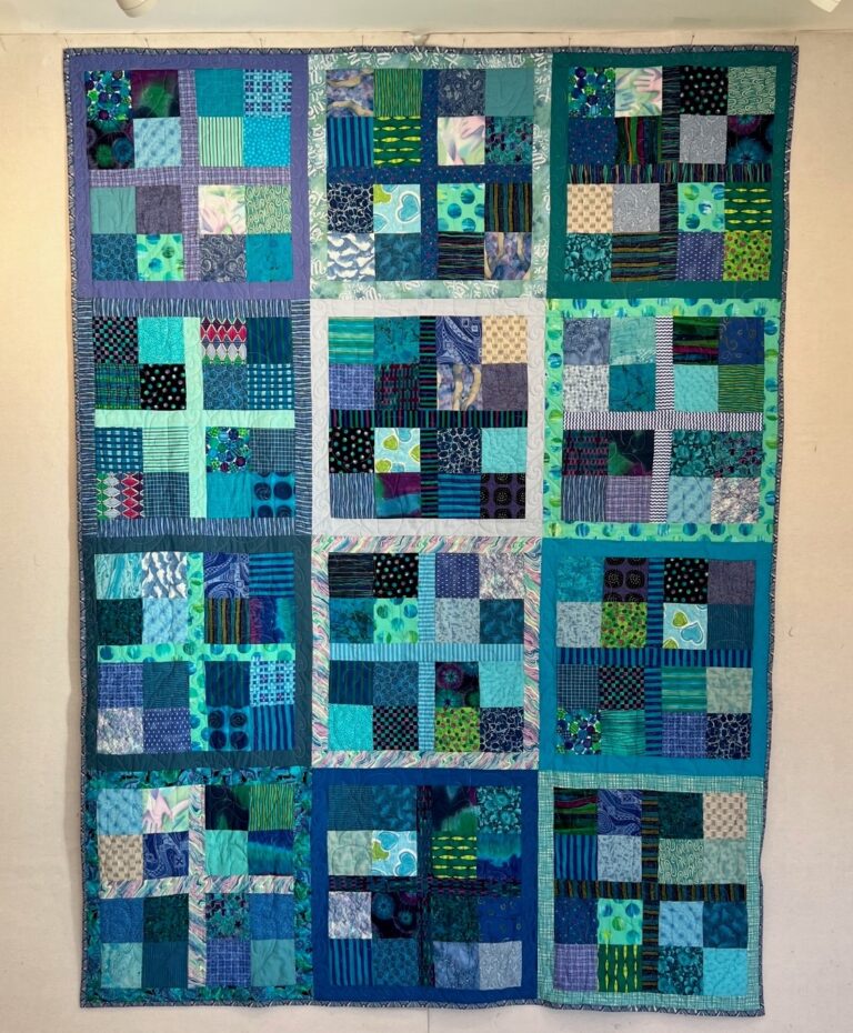 Blue patchwork quilt